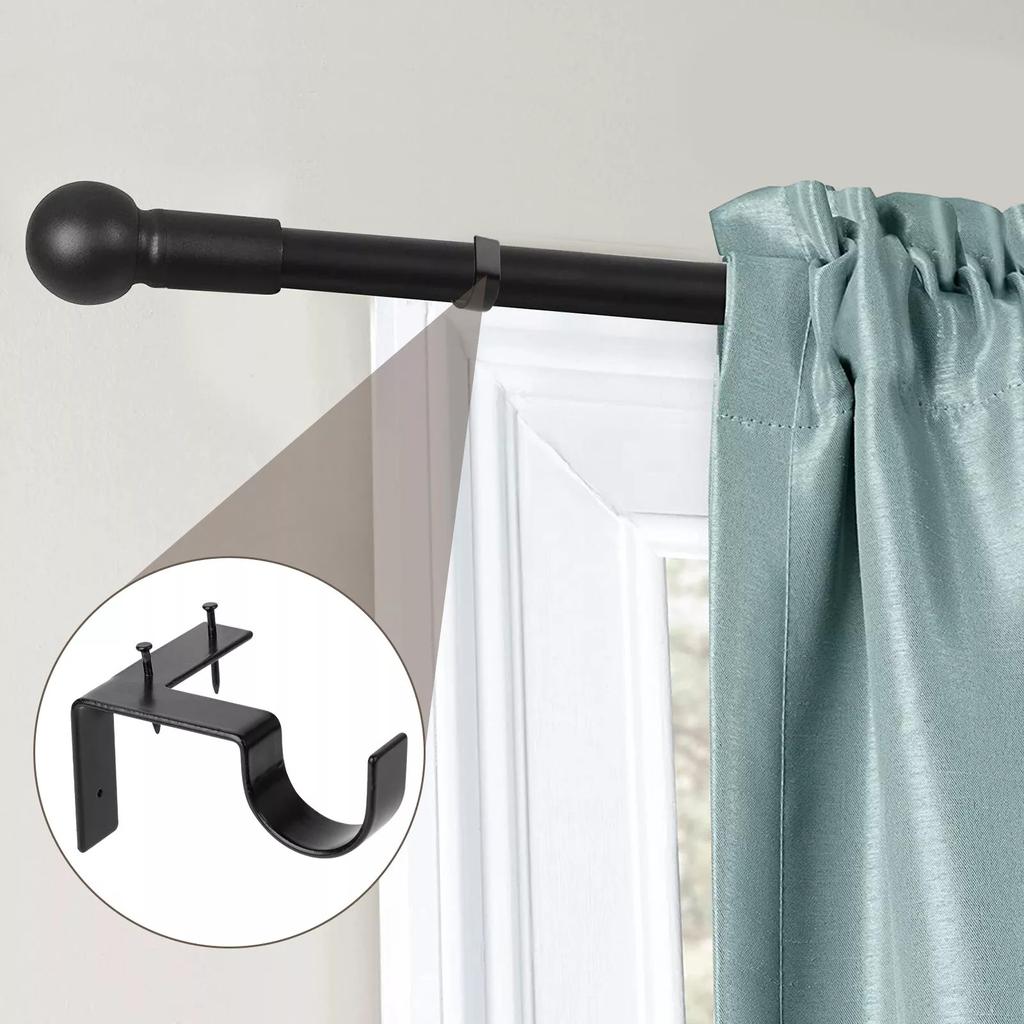 2x Curtain Pole Brackets No Drill Curtain Rod Holder Into Wooden Window Frame