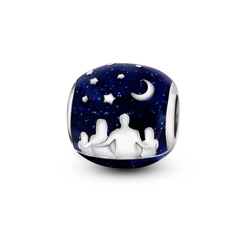 Fine Blue Starry Sky Series Astronaut Star & Crescent Moon Mysterious Alien Sun Fit Original Bracelet Diy Jewelry Gifts