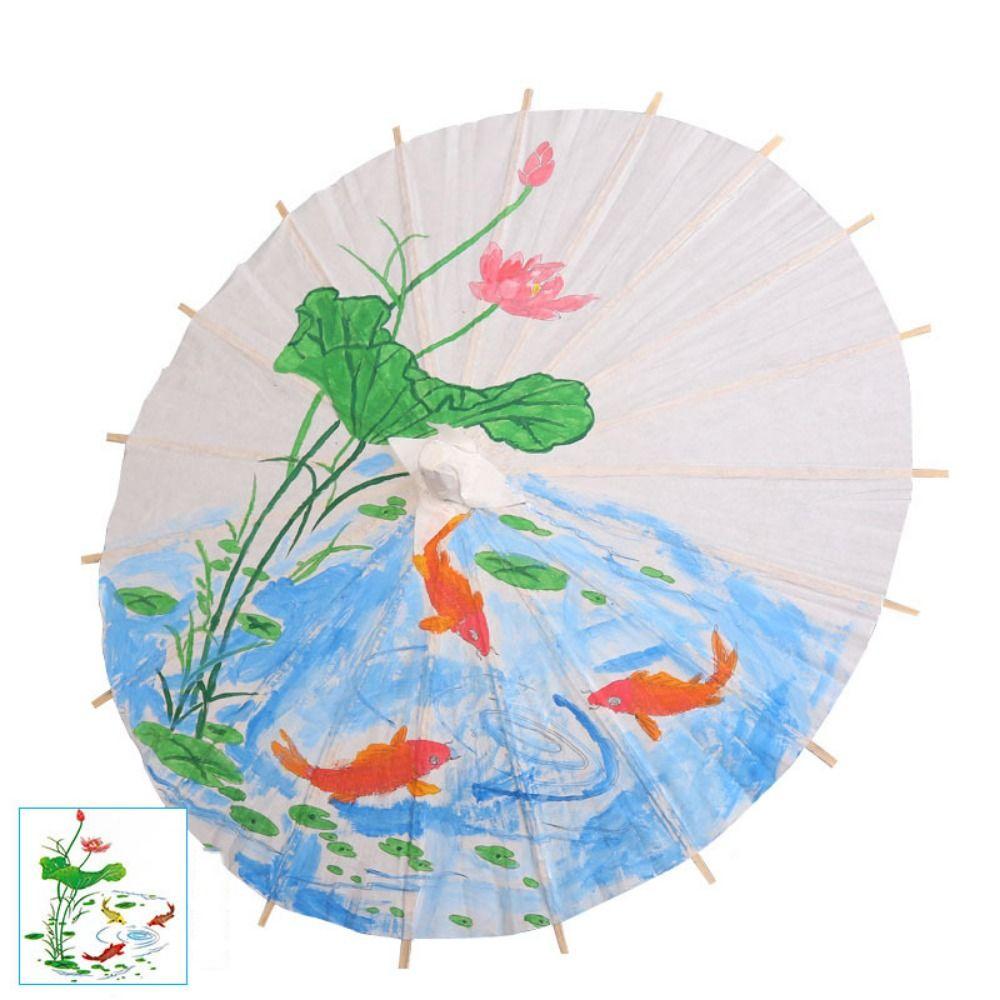 Vintage Blank Paper Umbrella DIY Chinese Umbrella Wood Drawing Umbrella  Wedding Party Favors