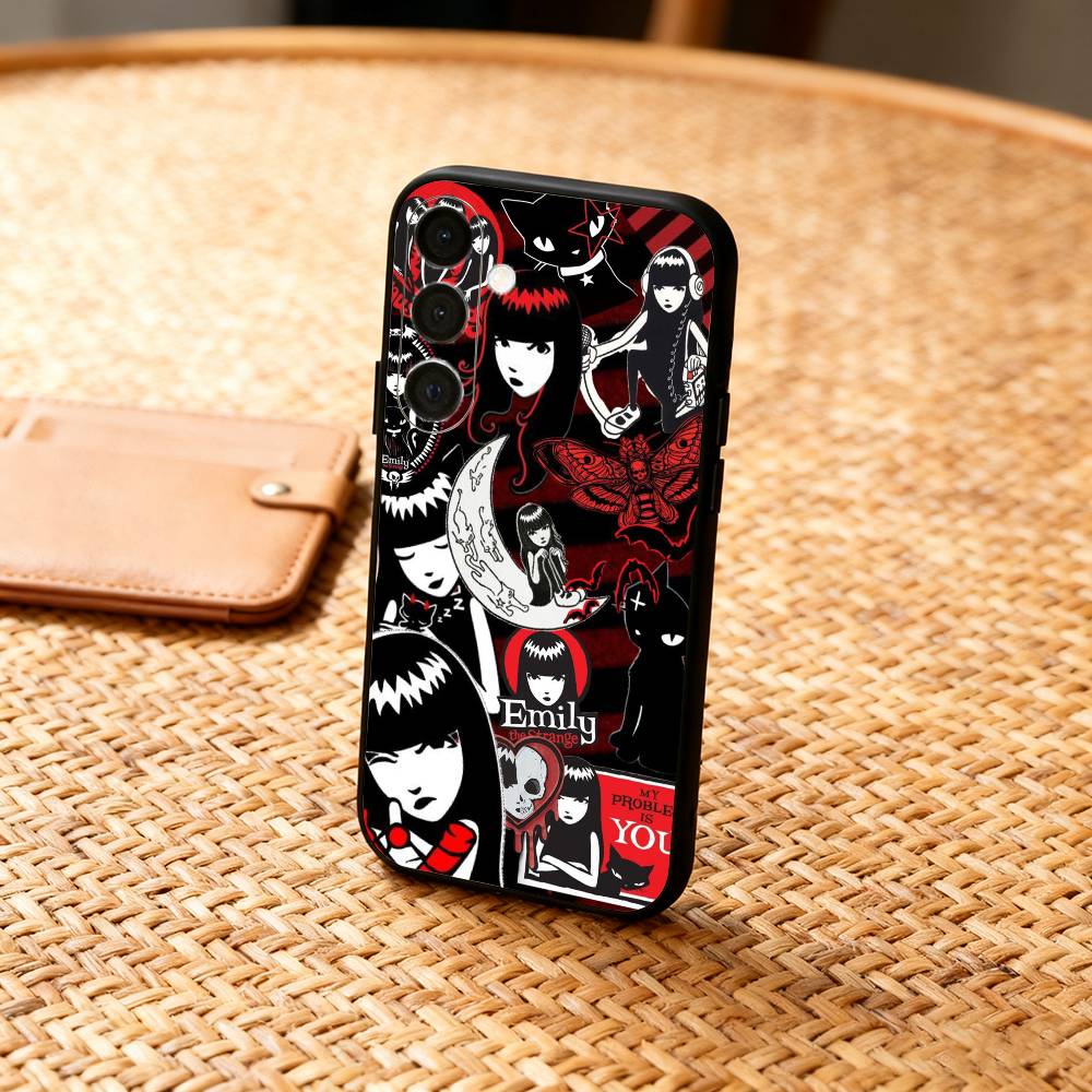 Cat E-Emily The Strange  Phone Case For Samsung  A73,A21s,A22,A31,A32,A52,A53,A71,A80,Soft Black Shell