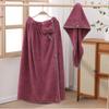 Damen-Bademantel-Set mit niedlicher Schleife, schnell trocknend, Spa-Wraps und Duschhaube