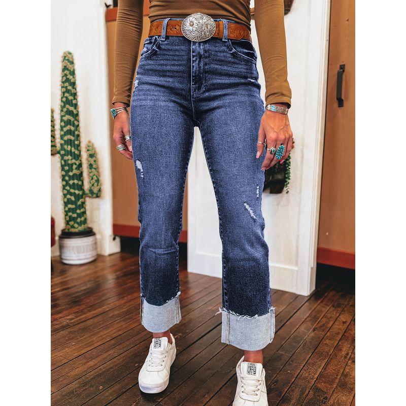 American Shiying Retro Washed Distressed Jeans Women 2025 Summer New Slim fit High Waist Straight Pants Women
