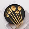 6/30Pcs Matte Gold Dinnerware Set Stainless Steel Dinner Knife Fork Spoon Cutlery Set Korean Kitchen Flatware Tableware Set