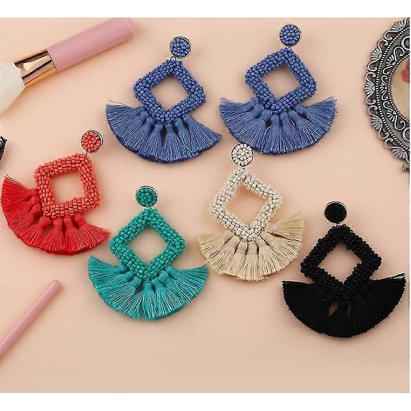 Beaded Statement Tassel Earrings For Women,handmade Earring, Bohemian