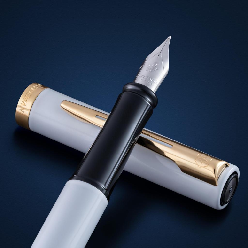 WATERMAN Impression White GT Fountain Fine Gift Luxury 2225545 Pen, Nib, Boxed, Gift,