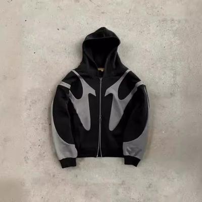 Europese en Amerikaanse herfst winter modieuze heren nieuwe straat hip-hop gespleten bedrukte hoodie Harajuku stijl jas sweatshirt