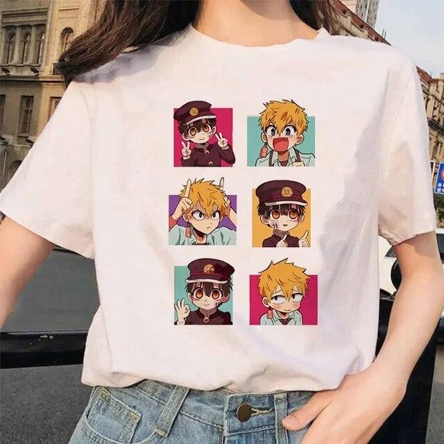 Toilet-Bound Hanako-kun Print T-Shirts Damen Harajuku Ullzang Mode T-Shirt 90er Grafik Lustiges Unisex T-Shirt Sommer Top Tee FeUnisex