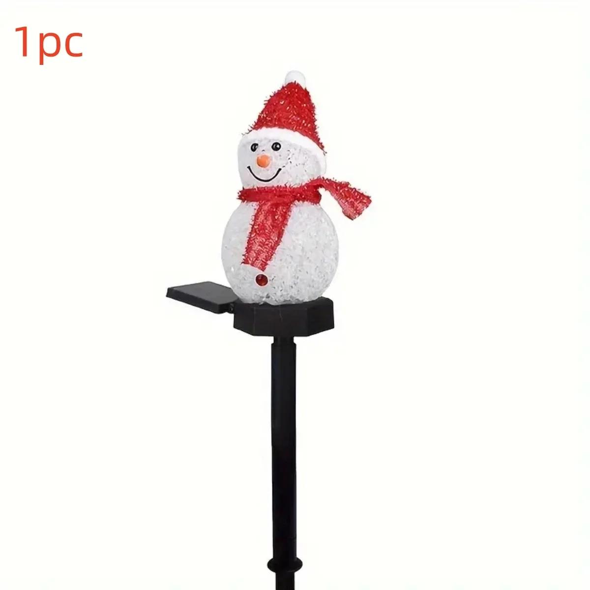Christmas Decorations Light Solar Light Snowman Christmas Outdoor Solar Powered Stakes Lights For Corridor Patio Lawn Decoration 1PCS