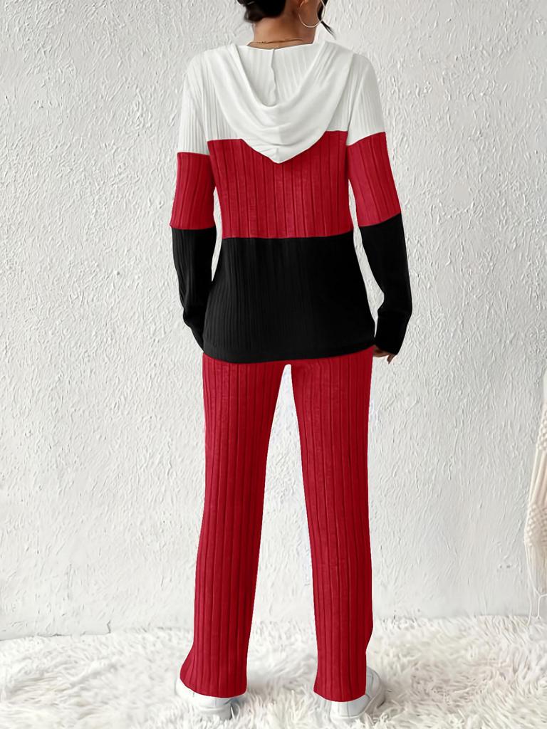 TUME Autumn/Winter Color Block Hoodie & Pants Set - Casual Fashion Two-Piece