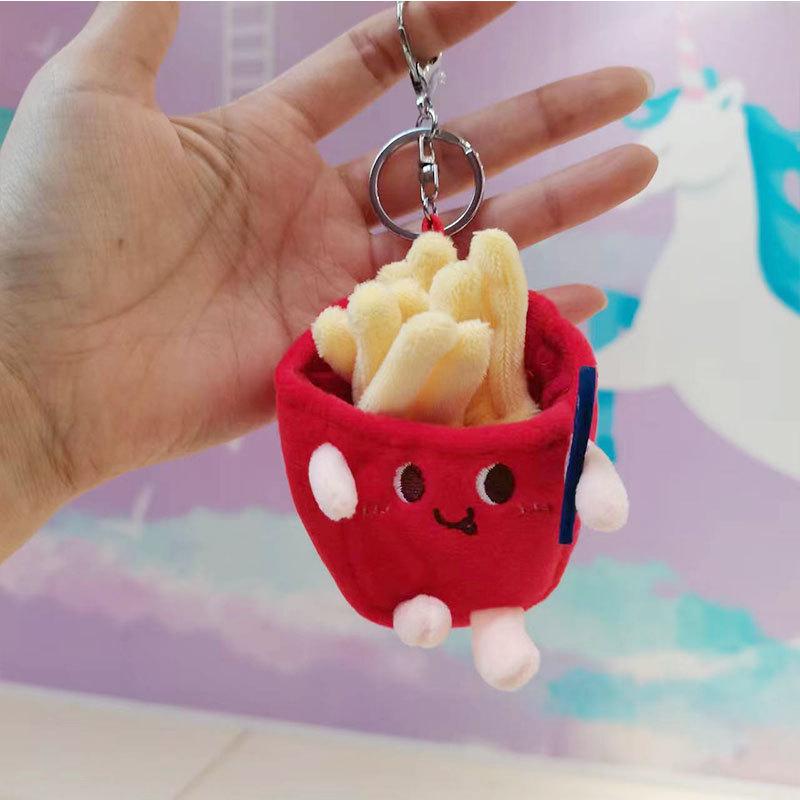 Kreatives Plüsch-Hamburger & Pommes Schlüsselanhänger Anhänger Puppe Geschenk Spielzeug