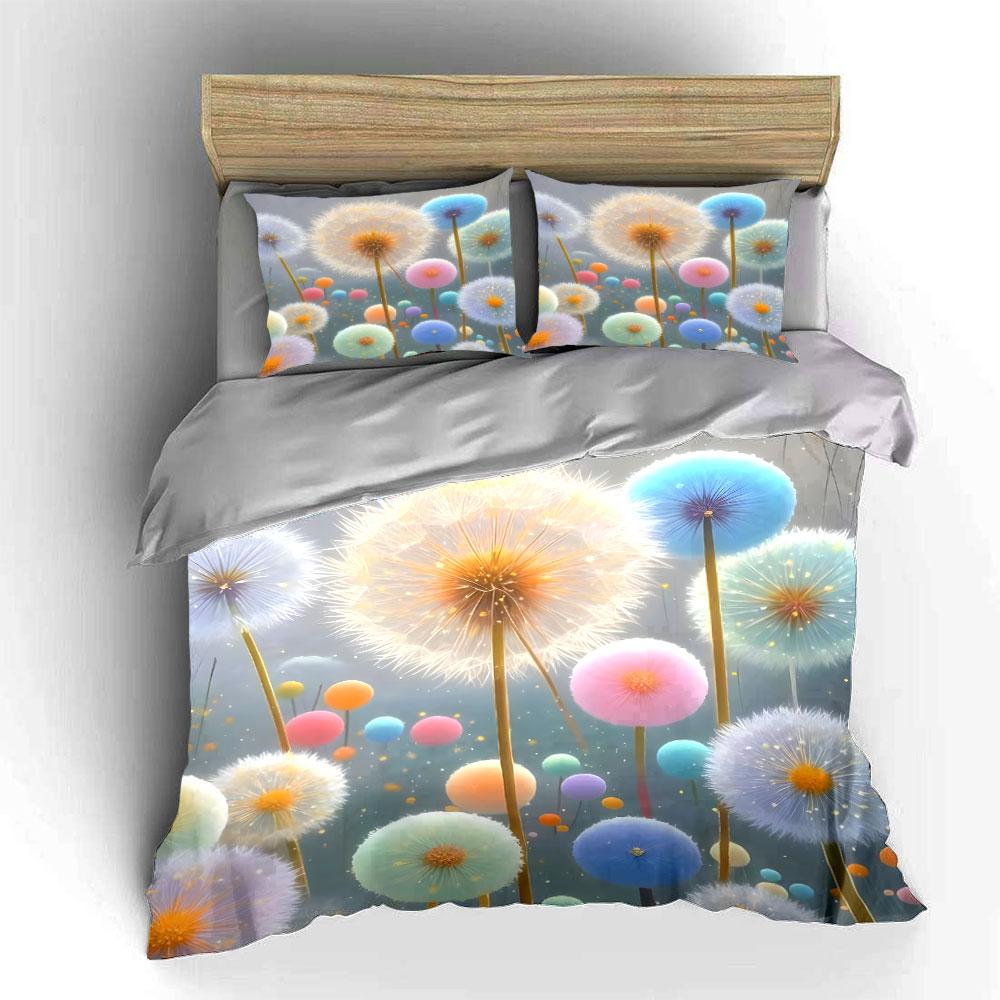Soft Pastel Dandelion Design Set Exquisite three-piece bedding set gift for kids and adults 135x200cm