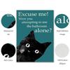 Funny Cat Poster Bathroom Decor Vintage Wall Art Black Animal Excuse Me Quote Retro Canvas Painting Print Room Home Decor