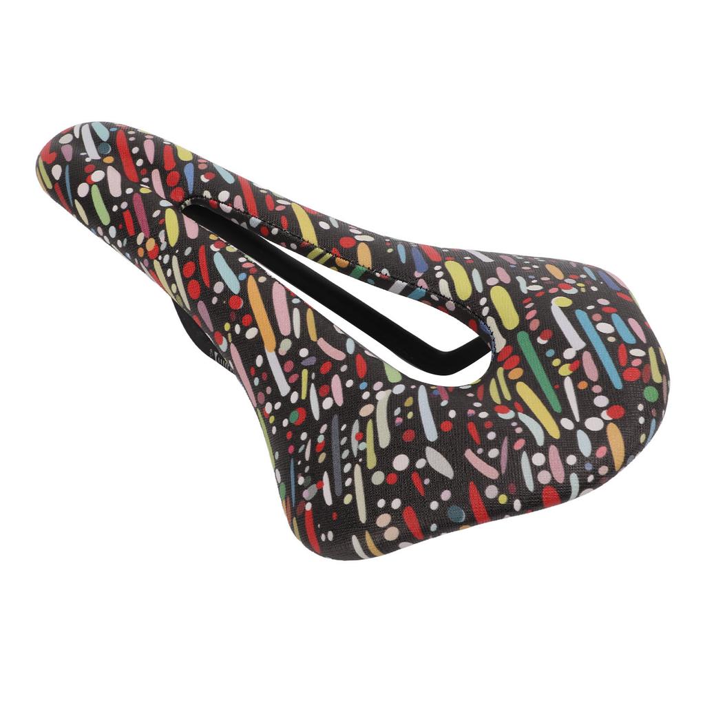 Bicycle Leather Soft Saddle Double Track Seat Tube Mountain Bike Hollow Seat Cushion for CyclingBlack