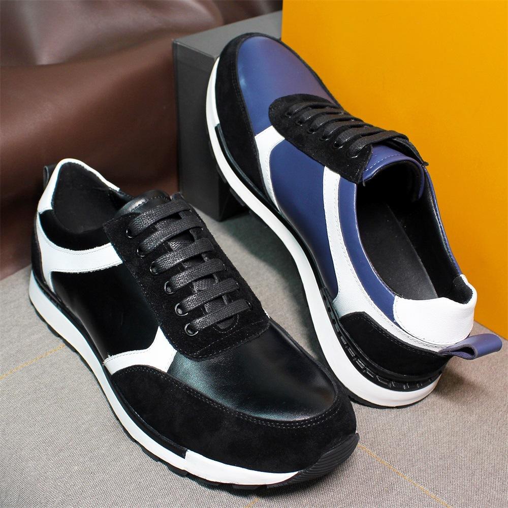 Autumn Large Size Men'S Shoes Color Matching Fashion Thick Sole Heightening Trend Korean Version Casual Leather Shoes Men