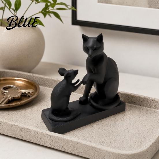 Table Decor 3D Printed Modern Cat & Mouse Sculpture Minimalist Animal Interaction Desk