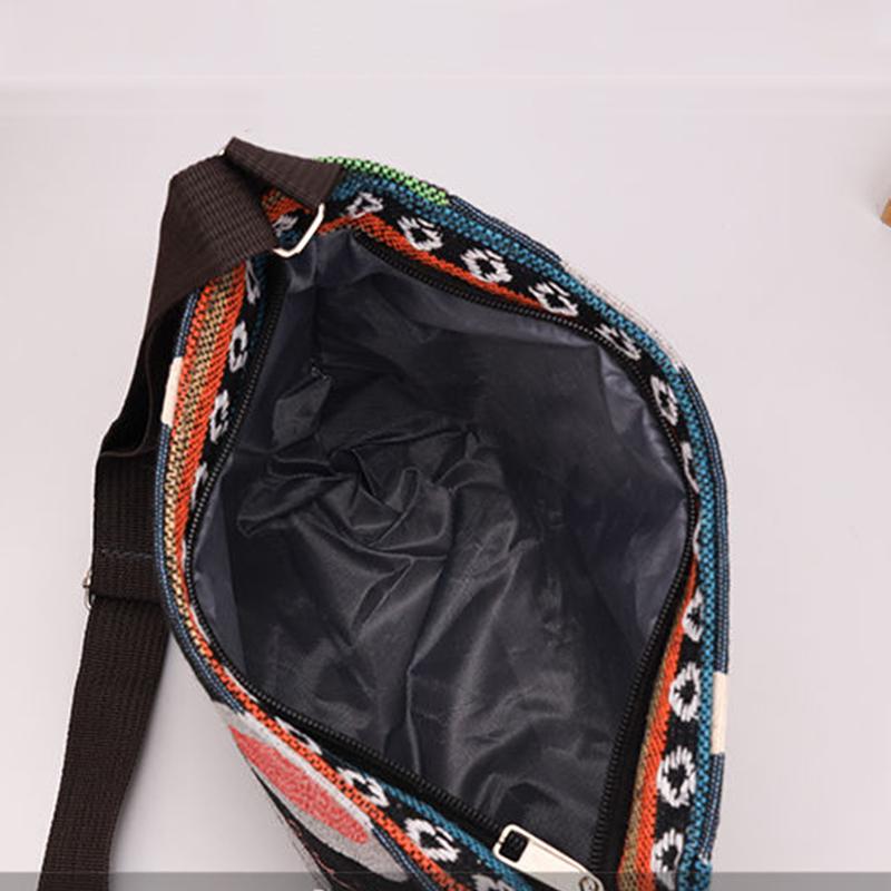 Yogodlns Håndveske i etnisk stil Broderi Elefant Lerret Dame Skuldervesker Dagligvareoppbevaringsveske Stor kapasitet Crossbody-veske