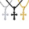 Personality Stainless Steel Cross Pendant Necklace for Men Boys, Retro Religious Faith Prayer Jewelry Gift
