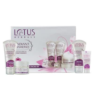 Kit Viso 5 in 1 Radiant Diamond Cellular di Lotus Herbals | Con Polvere di Diamante e Cannella | Per Tutti i Tipi di Pelle | 170g