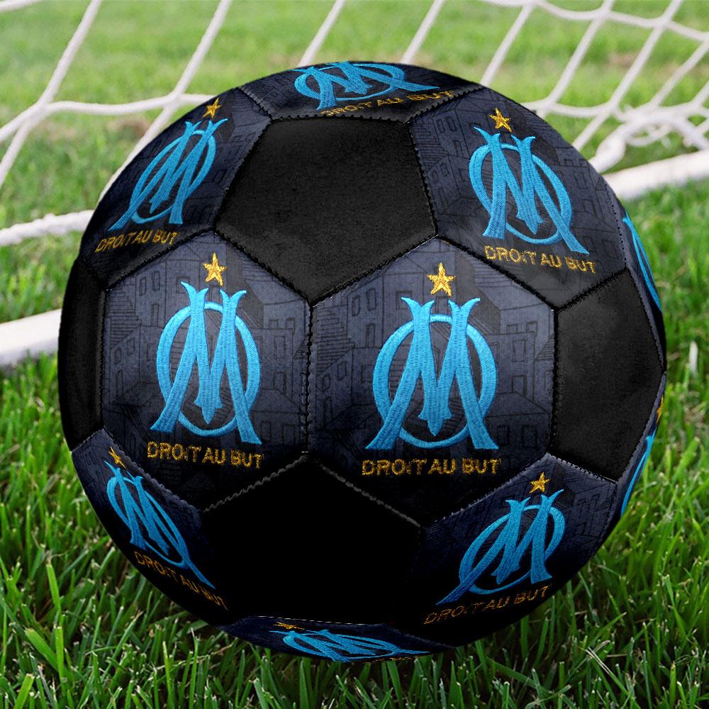 Olympique De Marseille Size 5 Soccer Ball, Machine-Stitched PVC, Durable & High Bounce, All Ages Fit, Fan Merchandise, Matches & Outdoor Use.