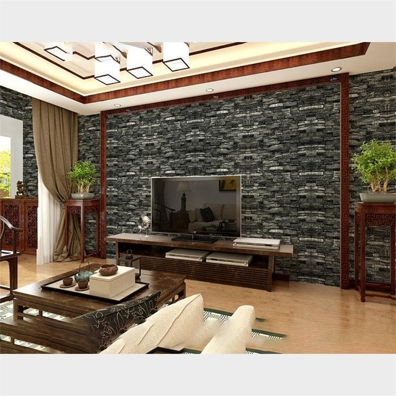 3D brick patterned wallpaper waterproof 38.5X35cm retro color self-adhesive living room wall sticker