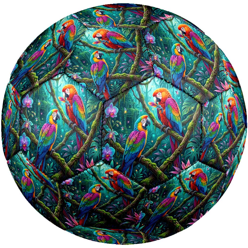 1pc Rainforest Macaws Theme Soccer Ball Football, Size 5, Lightweight PVC, Durable Outdoor Training Soccer Ball, Gift M61450