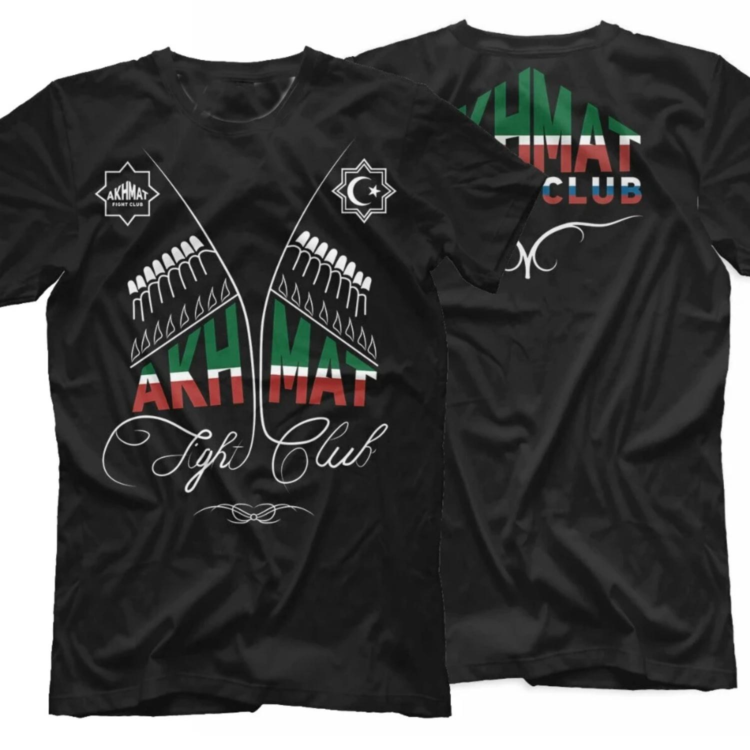 

2026 New Oversized Comfortable Akhmat Fight Club Sport Russia Casual T-Shirt Summer Cotton Short Sleeve O-Neck Mens T Shirt New S чёрный