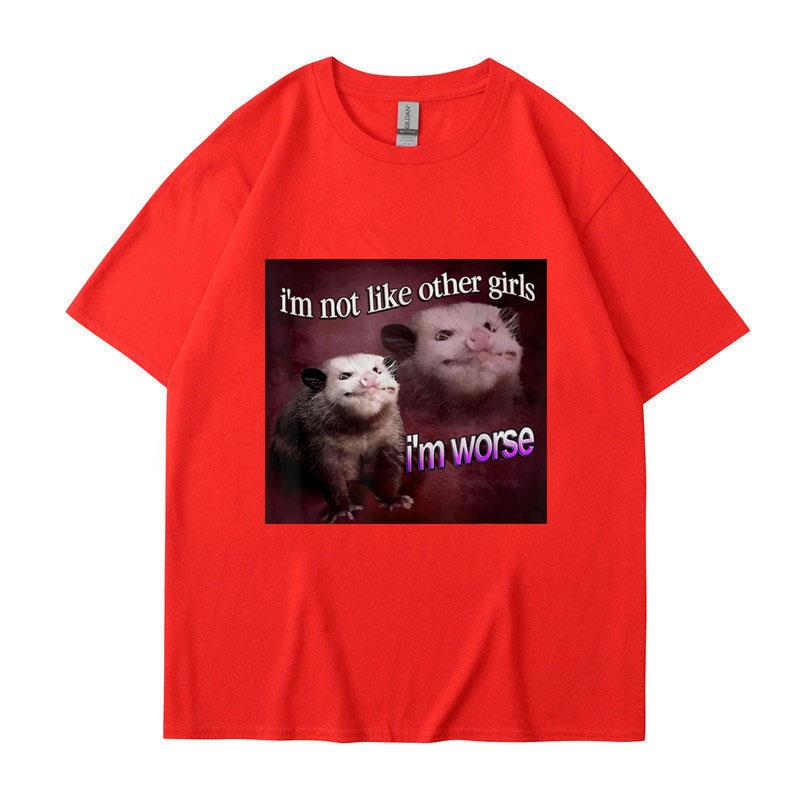 I'm Not Like The Other Girls I'm Worse Print T Shirt Funny Opossum Short Sleeve Men Women Tee Shirt Oversized Cotton
