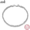 EFFIE QUEEN 925 Sterling Silver Italian 2.5mm Flat Byzantine Link Chain Bracelet for Women Men Handmade Bracelet Jewelry SB122