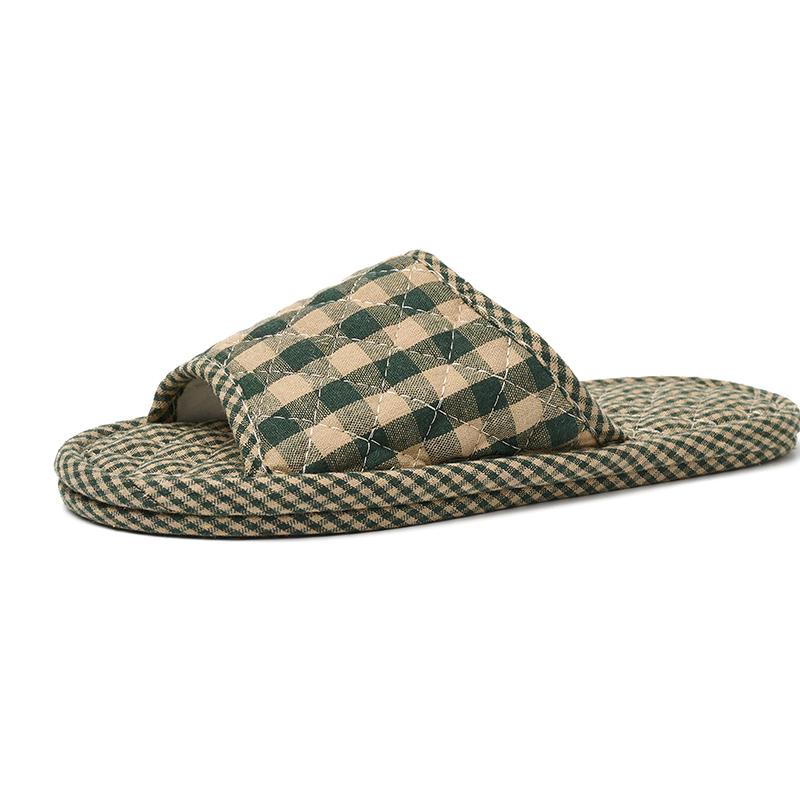 

Тапочки унисекс из клетчатой ткани с элегантным буквенным дизайном, удобные мокасины на мягкой подошве для дома, всесезонная осенняя обувь без застежек 45 зелёный