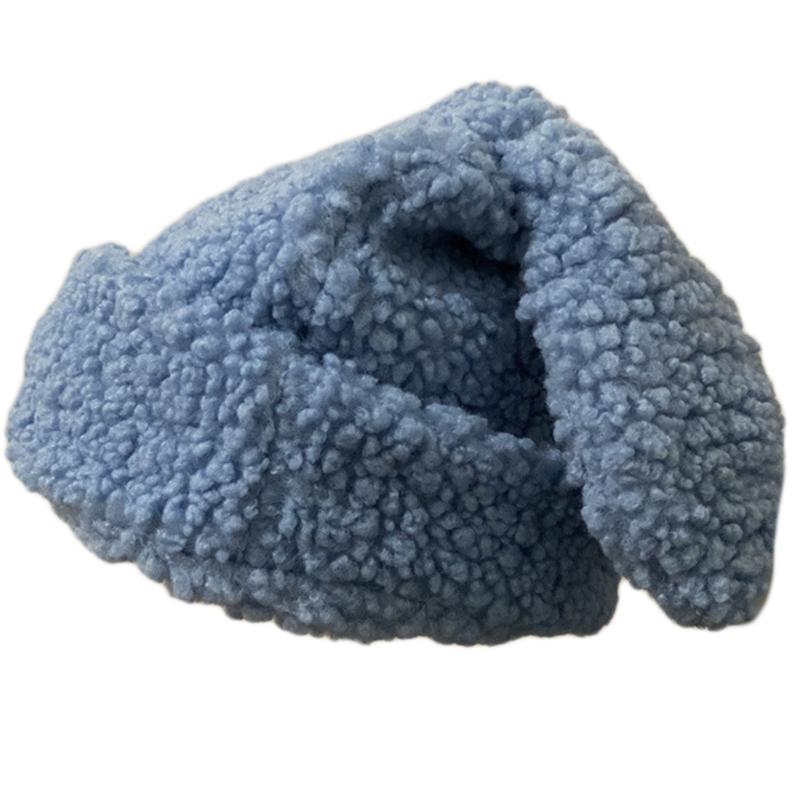 Solid Color Rabbit Ears Knitted Hat Funny Knit Hat Woolen Hat Fashion Trendy Wild Pile Hat Ear for Protection Windproof