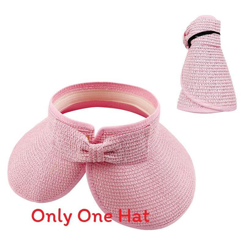 Neutral Top Straw Hat Sun Protection Cap With Butterfly Knot For Travel Beach