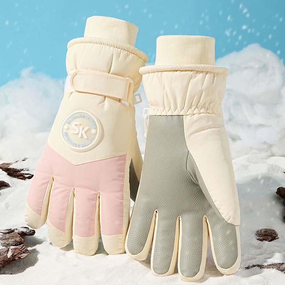 Soft Plush Thickened Gloves Oxford Cloth Finger Mittens Gift Unisex Windproof Gloves  Autumn