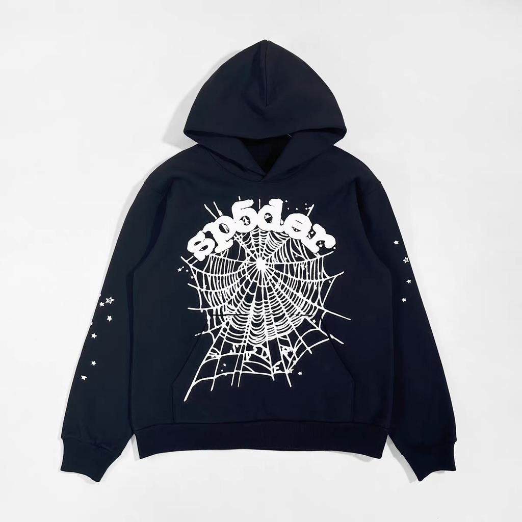 High-quality beauty tide spider web sweater fleece printing men and women couple hoodie source manufacturer wholesale