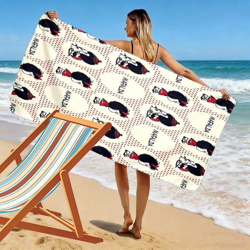 Mafalda Print Beach Towel, Large Soft Quick Dry Towel for Beach Camping Swimming