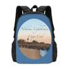 Nobska Lighthouse Pattern Design Laptop Travel School Bags Cape Seascape Beach Sandy Rocks Nobska Lighthouse Massachusetts New