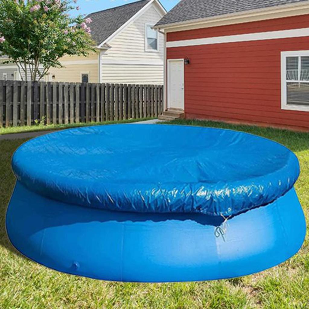 86.6in Round Pool Cover Windproof Garden Ground Swim Pool Hot Tub Dust Protective Cover With Drawstring For Outdoor Yard Pool
