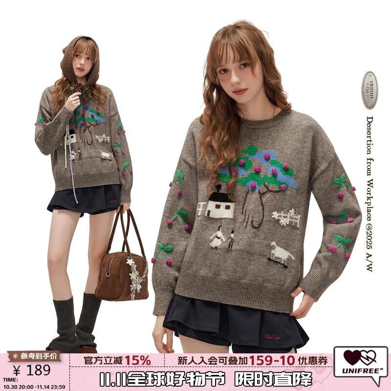 

UNIFREE Korean Style Jacquard Pullover Sweater One Size