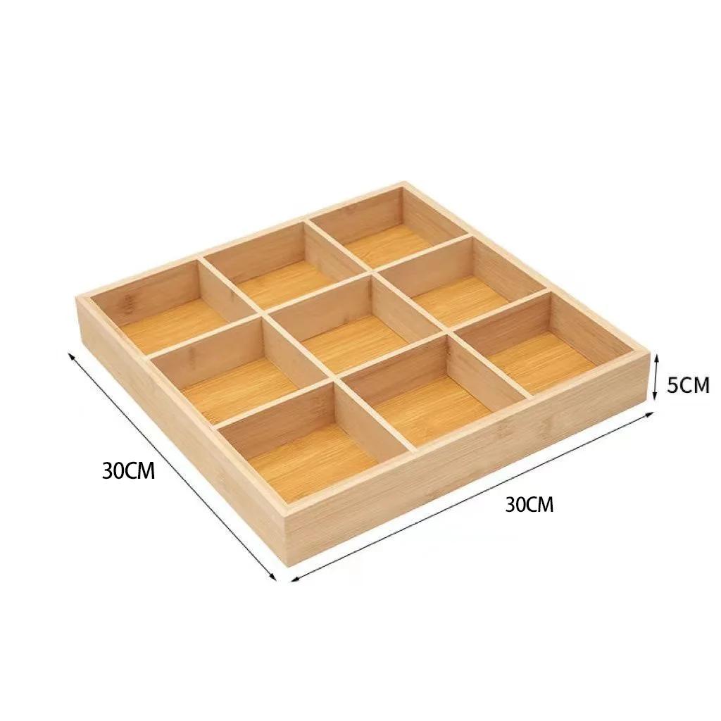 

Hot selling Rectangular 6-compartment food tray & square 9 grid wood tableware snack plate sauce platter hot pot restaurant tray