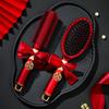 Luxurious Red Cushion Wooden Comb Set for Bride's Dowry - Premium Wedding Collection