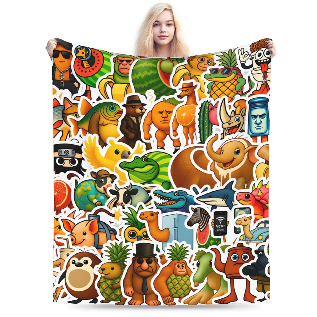 Italian Brainrot Funny Meme Plush Blanket Kids Adult  Flannel Throw Blanket For Couch Chair Sofa Bed Warm Soft Quality Bedspread