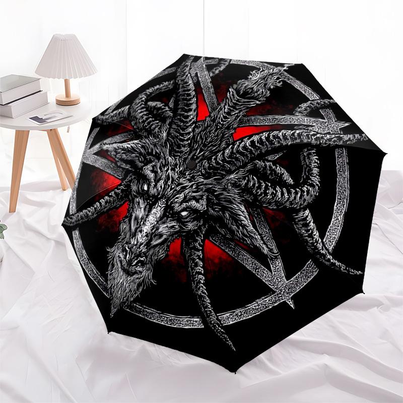 1pc Baphomet Satanic Symbol Umbrella with Plastic Handle,Suitable for All Seasons Home Travel Outdoor UmbrellaDD1427