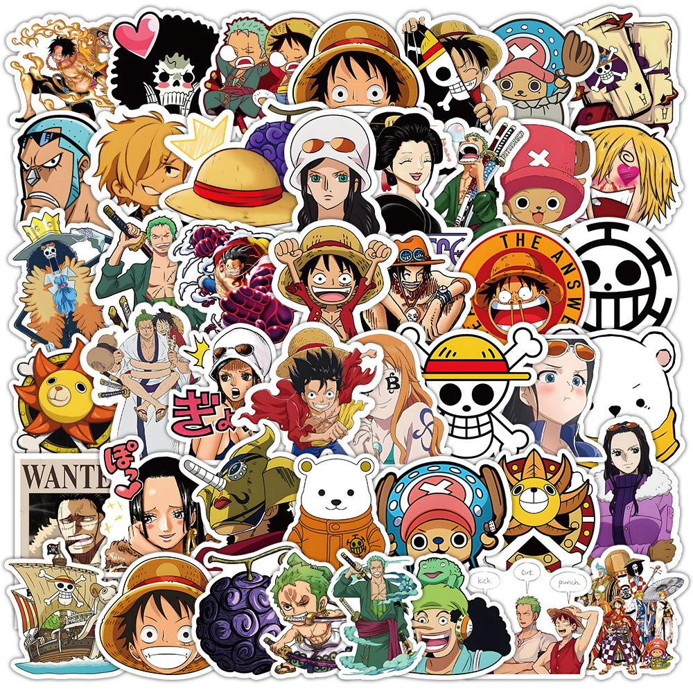 50/100pcs ONE PIECE Anime Stickers Cool Cartoon Decals Kid Toy DIY Stationery Suitcase Car Bike Waterproof Classic Manga Sticker