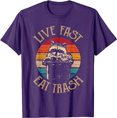 Live Fast Eat Trash Funny Raccoon Camping Vintage Hiking Shirt Live Fast Eat Trash TShirt Design Cute Animal Lover Tee Tops