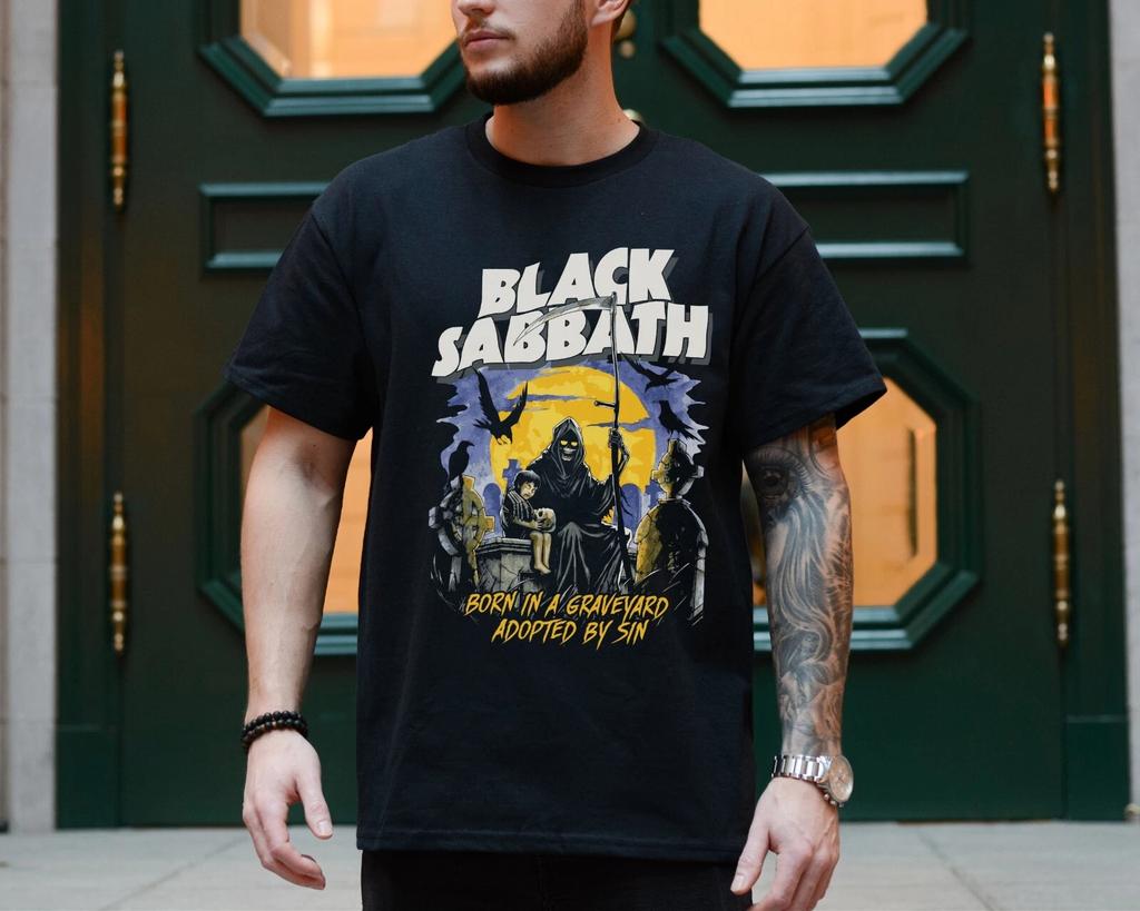 Black Sabbath Band Children of The Grave Tshirt Mens Tshirt Summer New Retro Fashion Cotton Top for Men and Women