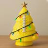 Sports Ball Inspired Christmas Tree Figurine Handcrafted Faux Leather Tree Shaped Tabletop Decoration with Golden Star Topper for Holiday Home Decor