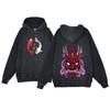 Y2K Anime Hoodie Ukiyoe Koi Fish Vintage Acid Wash Sweatshirt Men Hip Hop Hoodies Long Sleeve Oversized Pullover