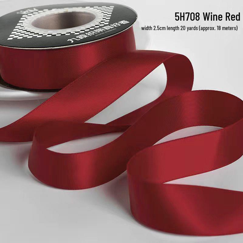 2.5cm Double-Sided Satin Ribbon for DIY, Weddings, Gifts, Bouquets, Cakes, and Bows