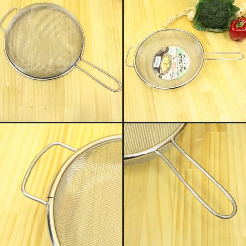 Nichi Nichi Tools One-Handed Strainer for Frying Pans and Boiling, 22cm, Stainless Steel, Made In Japan, Dishwasher Safe, Silver