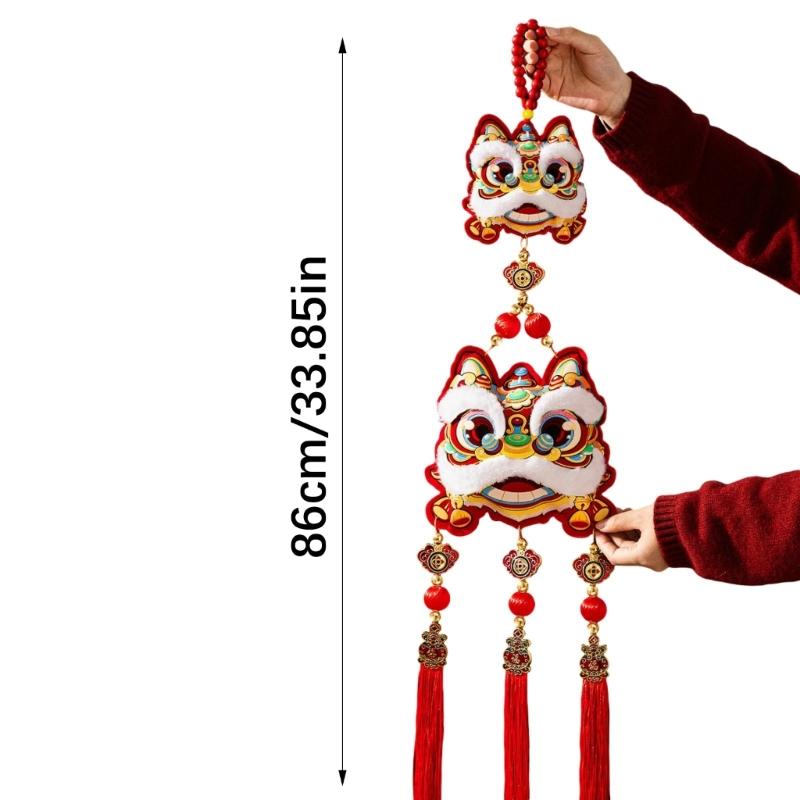 Pack of 2 Easy to Install Festival Decorations for Chinese New Year Velvety Cotton Materials Multiple Scene Hanging Ornament