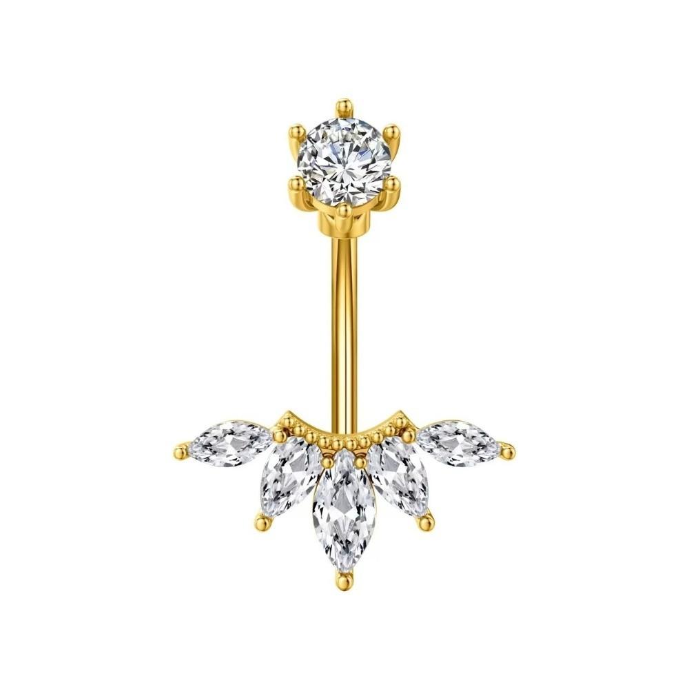 Elegant Gem Navel Piercing Copper Shiny Body Jewelry Crystal Ball Belly Button Rings  Accessories